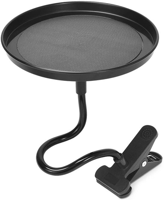 Piatto di Servizio Adattabile - Tavolo Multifunzionale - Piatto di Servizio Autoadattabile con Morsetto - Organizzatore per Bevande/Snack - Nero - Piatto di Servizio in ABS/Metallo di Alta Qualità