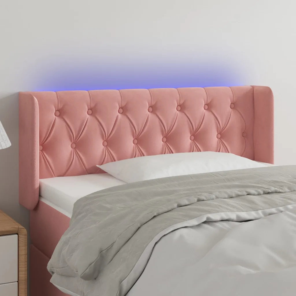Testiera a LED Rosa 103x16x78/88 cm in Velluto