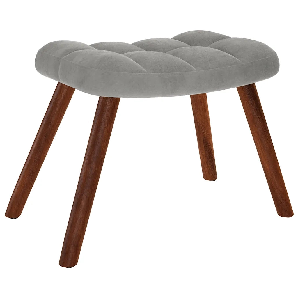 Divano Sedia-Poltrona Relax con Sgabello Grigio Chiaro in Velluto 301848