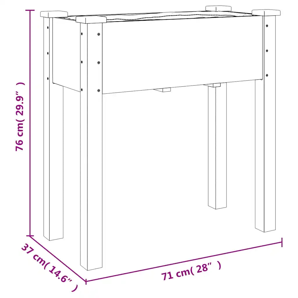 Fioriera con Fodera-Vaso-Contenitore per Piante Marrone 71x37x76 cm Legno Massello di Abete