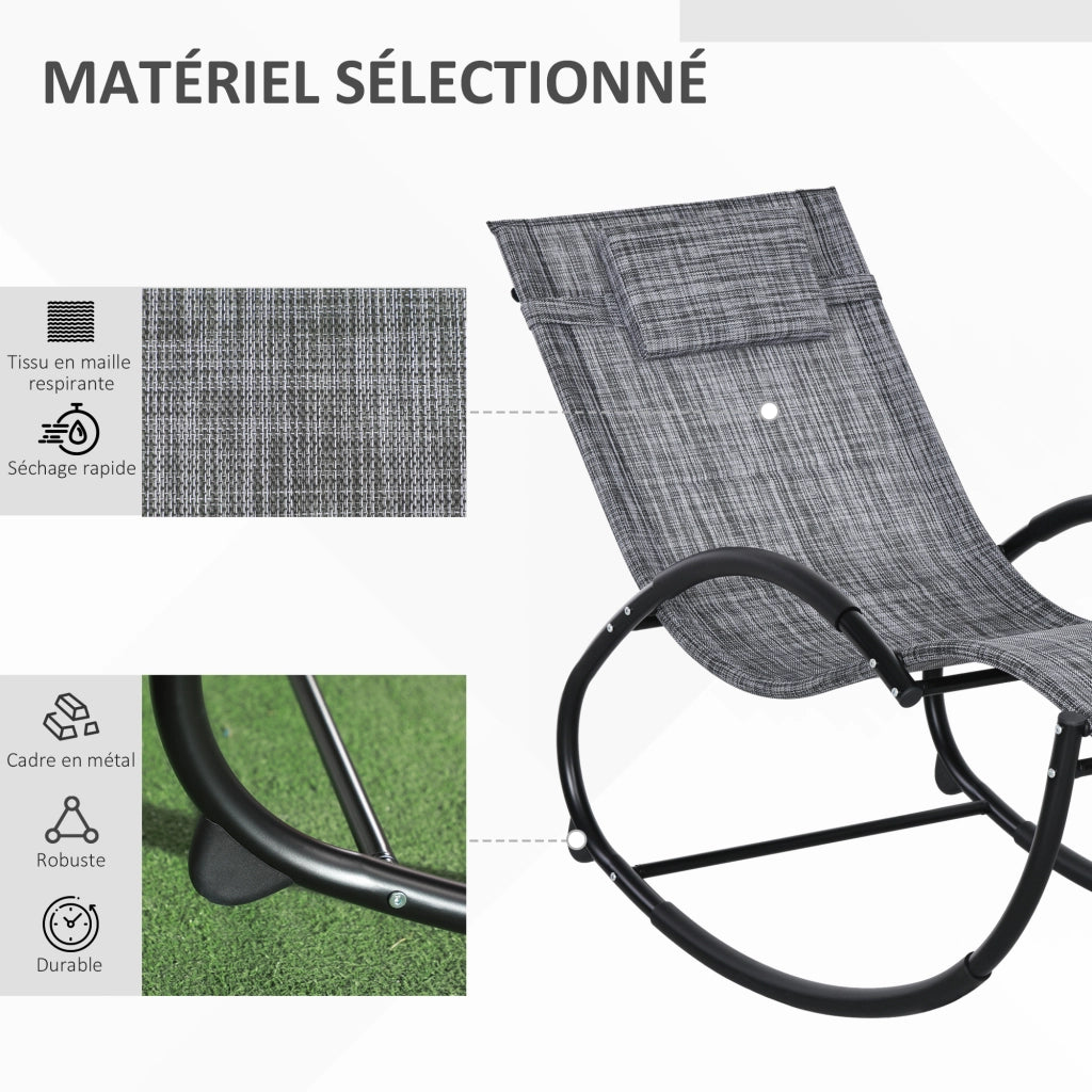 Poltrona a dondolo con poggiatesta per interno ed esterno grigio ¨C zephmum ¨C 120x60x80