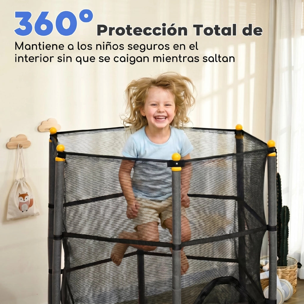 Trampolino Bambini 163 cm con Rete Sicurezza ¨C Zephmum ¨C Nero per Interno ed Esterno