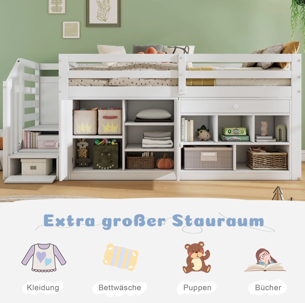 Letto multifunzione per bambini 90x200 cm bianco