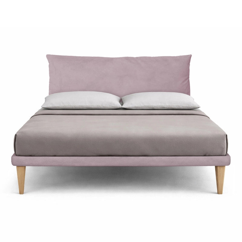 Letto imbottito Letto Matrimoniale alla Francese 140x190 cm Soft - Con rete,Glicine,Microfibra