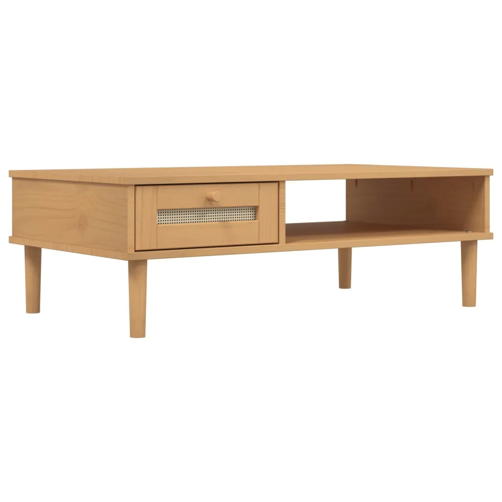 Tavolino SENJA Aspetto Rattan Marrone 100x55x33 Legno Massello 358046