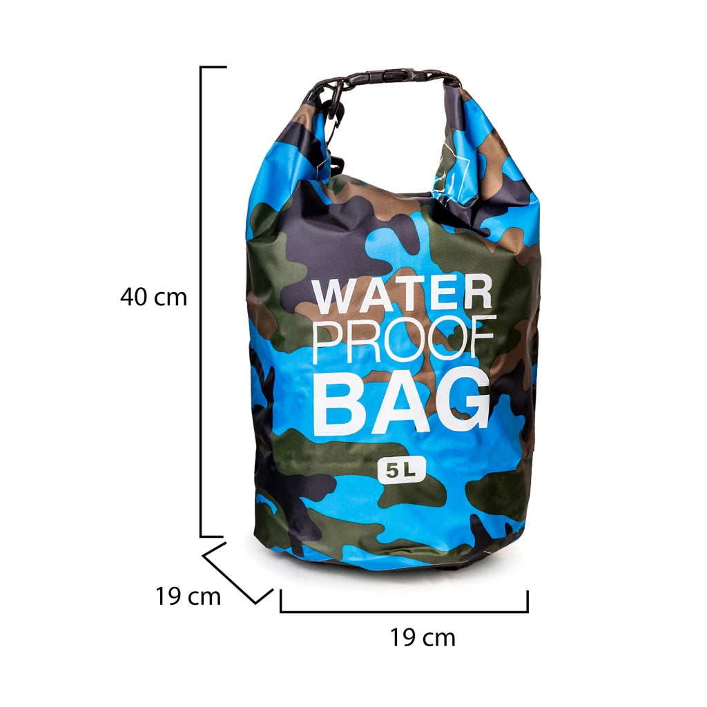 Seniliri, Borsa Impermeabile Capacità 5 lt, blu Mimetica