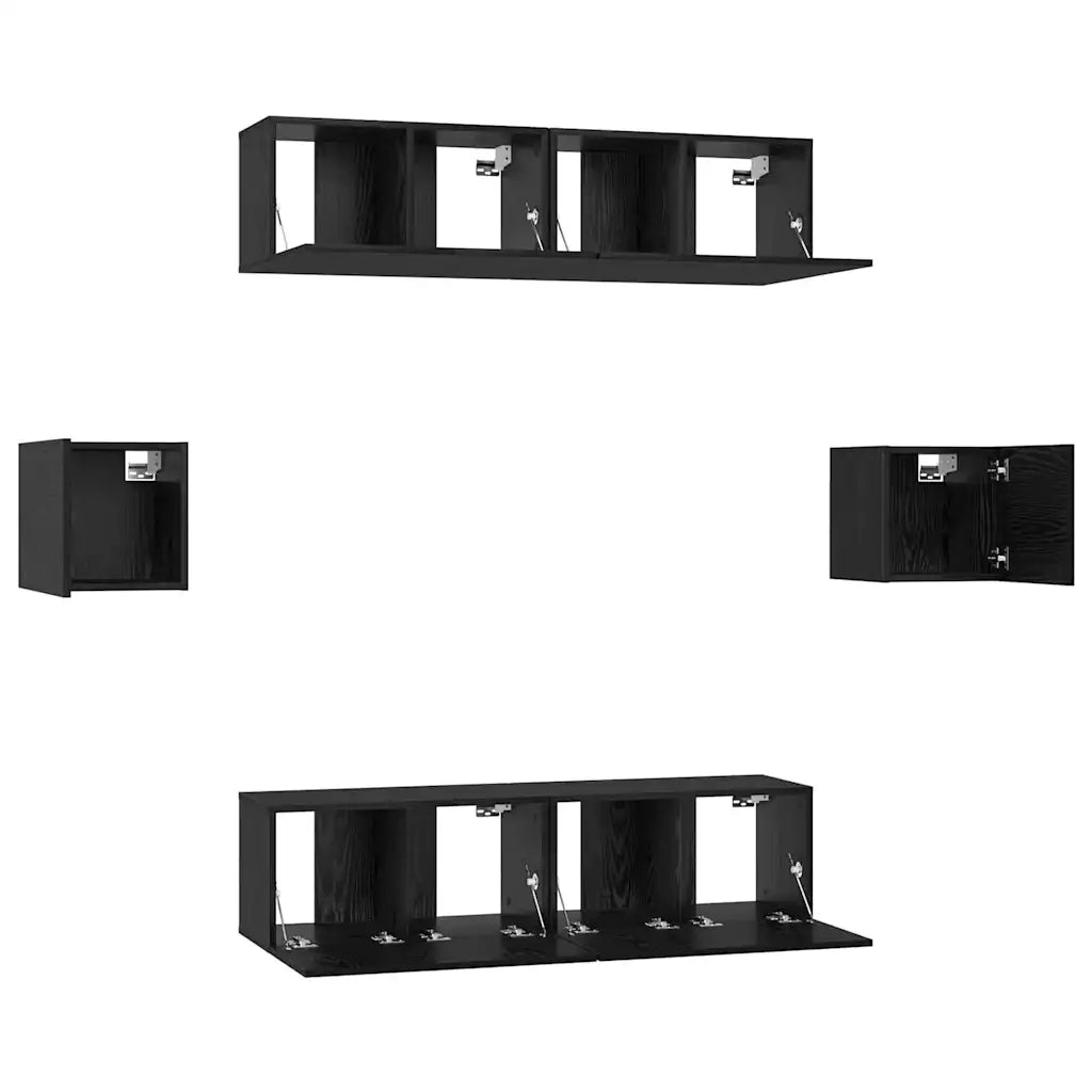 Set mobile TV 6 pcs Rovere Nero Legno multistrato 3393400