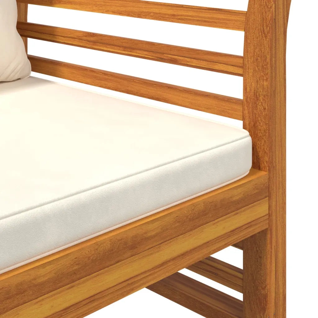 Set Divani Giardino 2 pz Cuscini Bianco Crema in Legno Massello cod mxl 37769