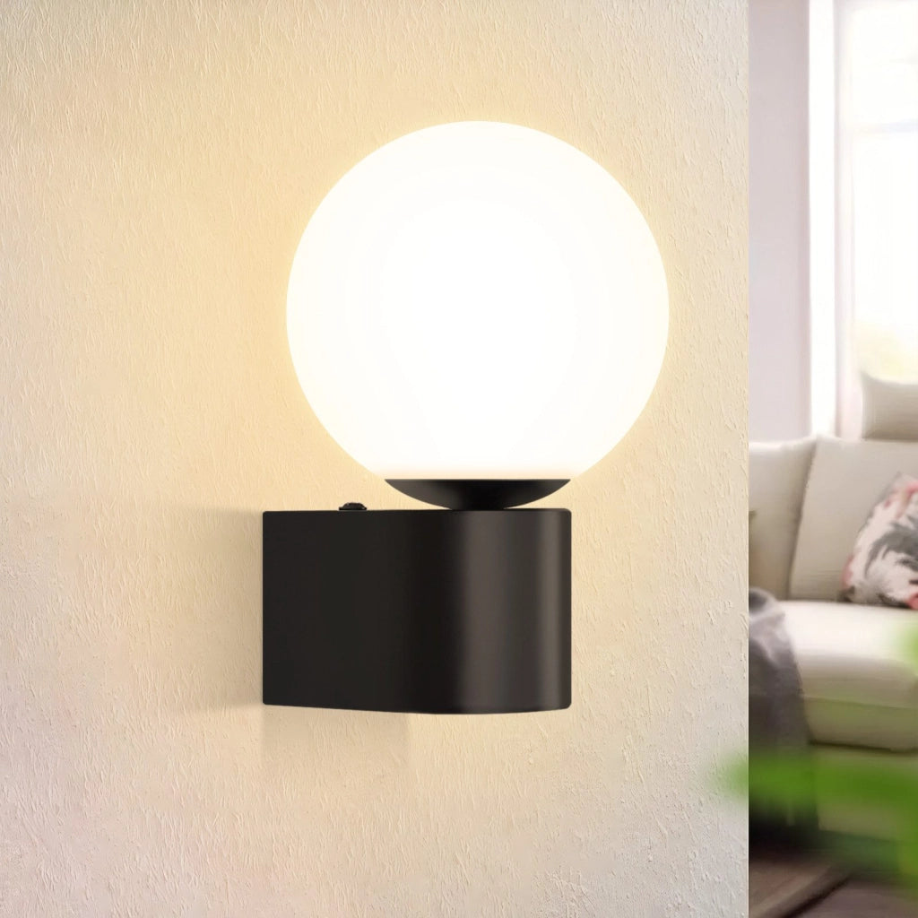 ZMH Lampada da parete per interni lampada da corridoio lampada da parete G9 in bianco e nero sfera di vetro
