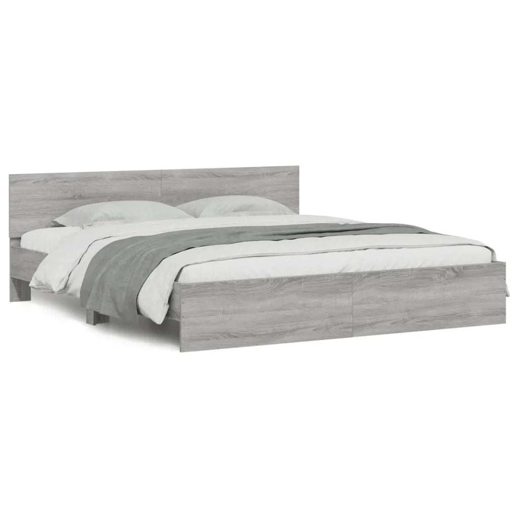 Giroletto con Testiera-Struttura Letto con testiera Grigio Sonoma 160x200 cm
