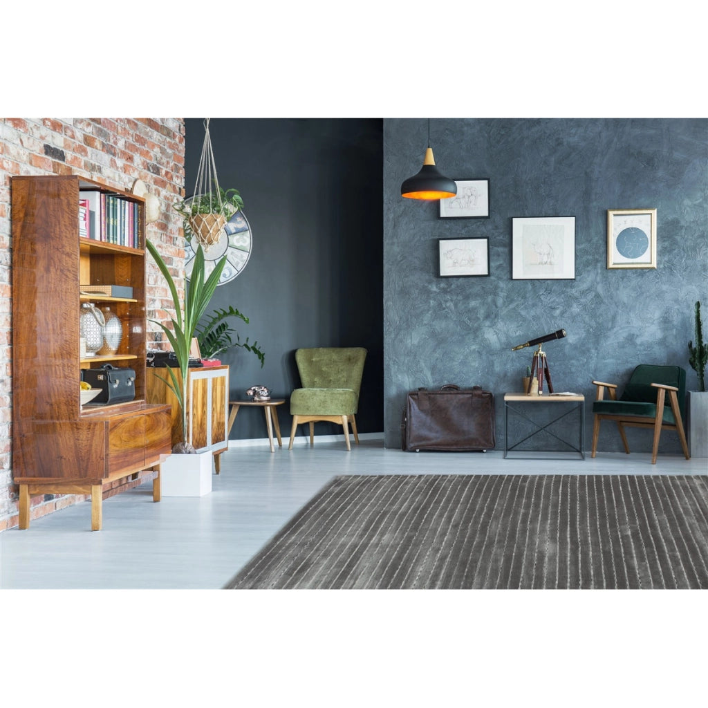 Tappeto Prime 100 in viscosa e lana argento 200x290 cm