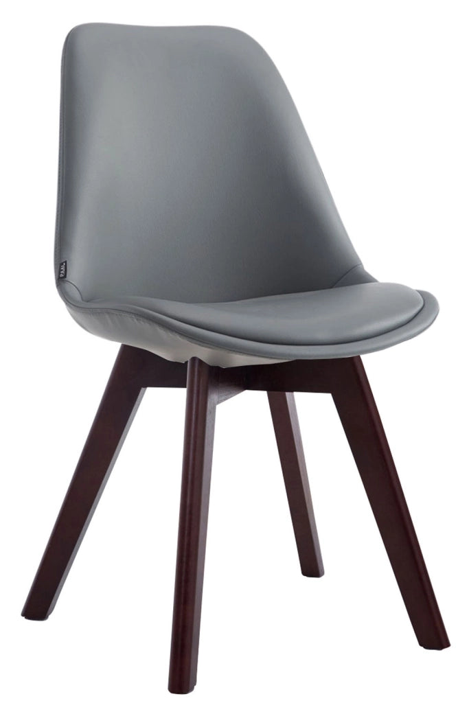 Sedia da Pranzo MANADO in similpelle grigio,noce