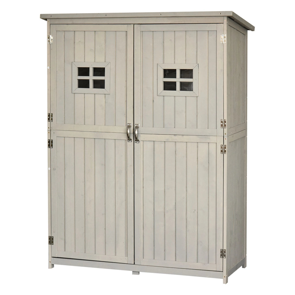Armadio da Giardino in Legno Massello ¨C zephmum ¨C Grigio 127.5x50x164 cm