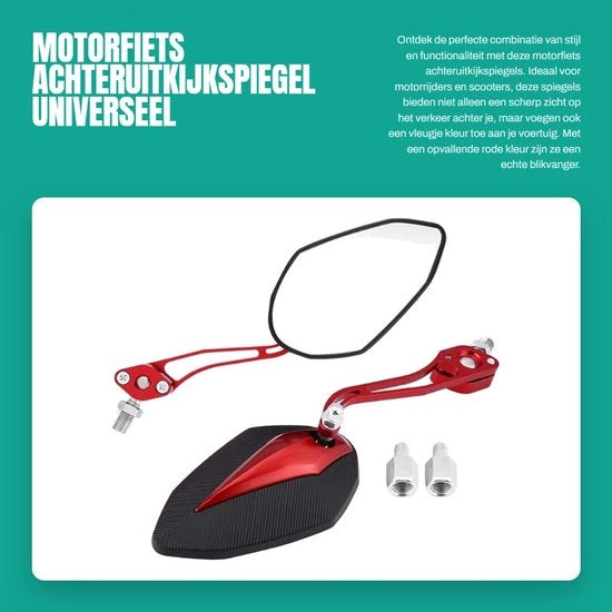 Specchio di retrovisore universale per motori e scooter - Lega di alluminio - Duraturo - 8mm/10mm viti - Visibilità chiara - Specchio per motori