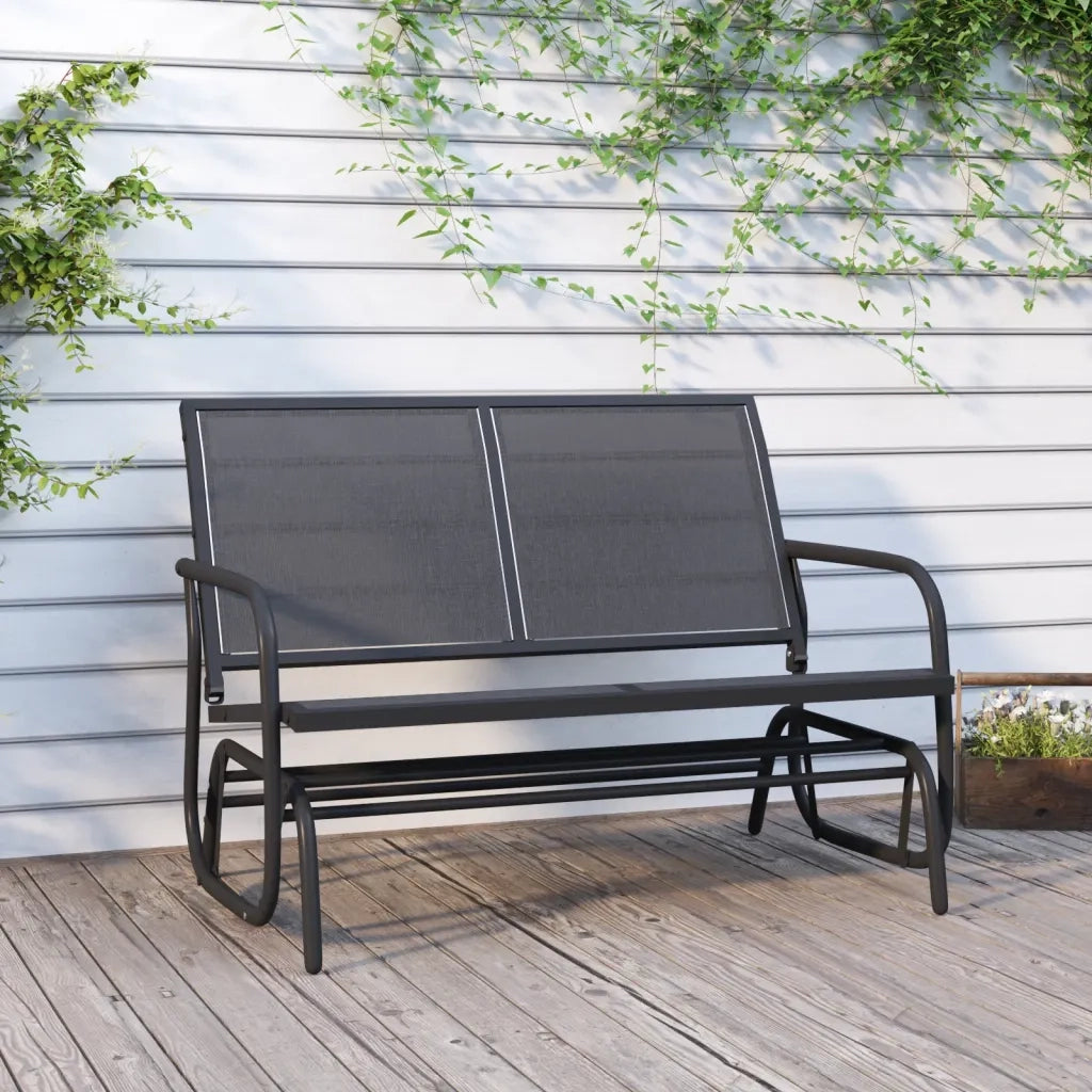 Panchina Glider Giardino | Panca da Giardino Nera 120,5x76x86,5 cm Textilene e Acciaio