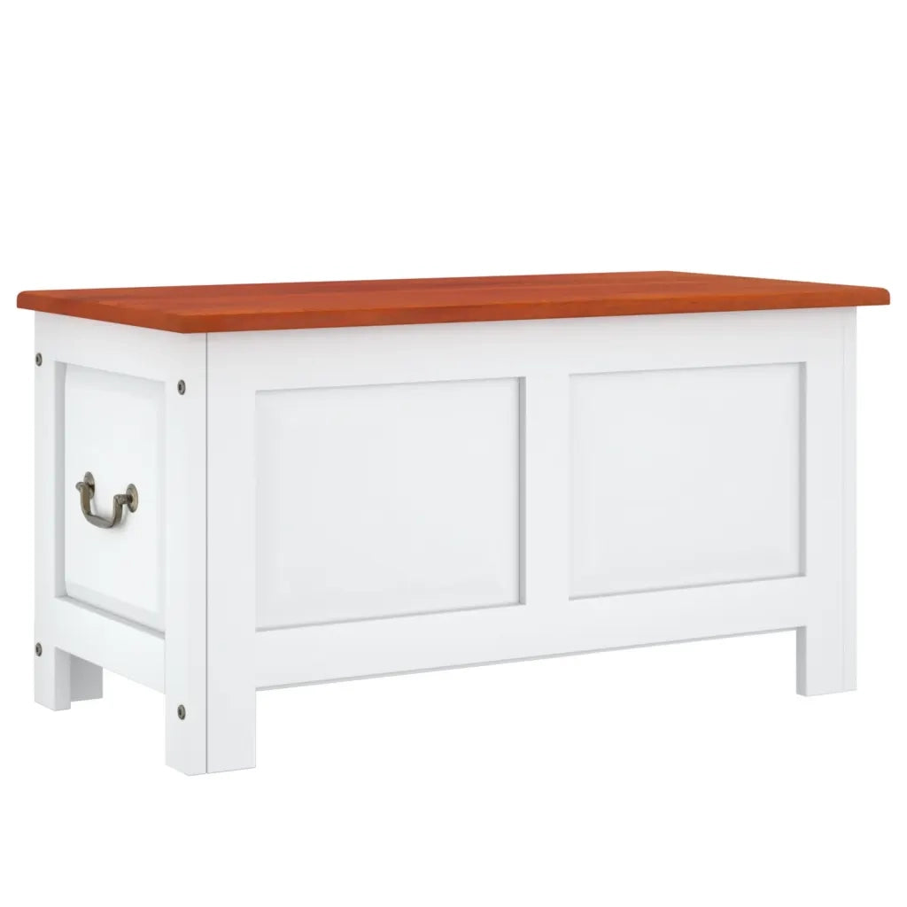 Cassapanca con Coperchio Marrone e Bianco Legno Massello Acacia CFW9320534