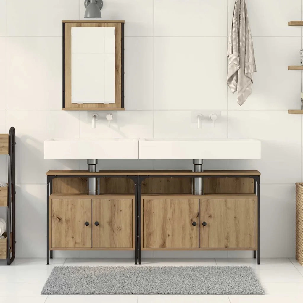 Unità da Bagno con lo scaffale 3 pcs Marrone Legno multistrato 3334392