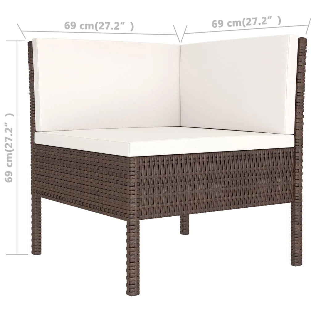 Set di mobili da giardino mobili da esterno 8 pezzi con cuscini resina intrecciata marrone 02_0017723