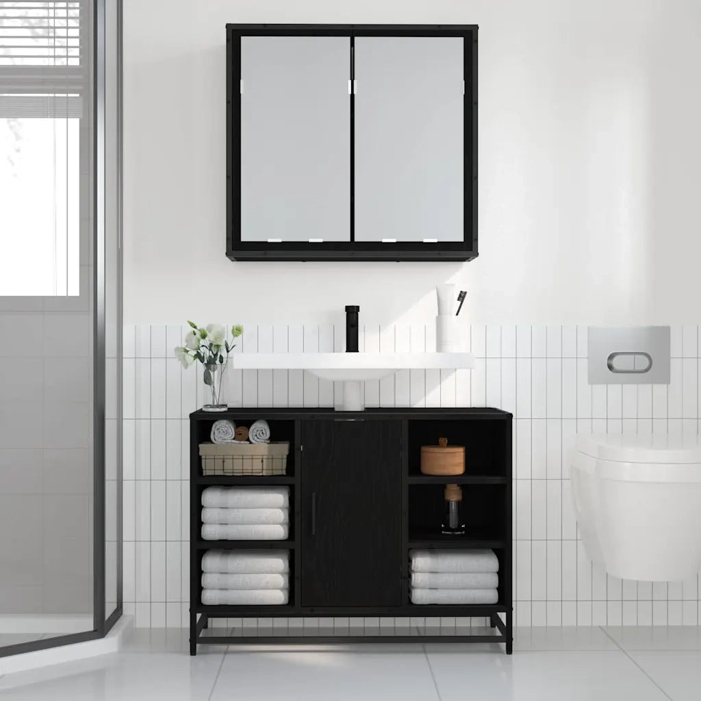 Scaffale da parete con lo scaffale Rovere Nero 65 x 20 x 60 cm