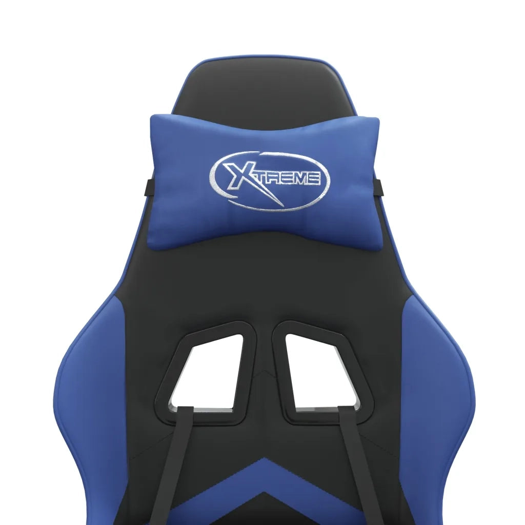 Sedia da Gaming Girevole con Poggiapiedi Nero e Blu Similpelle cod mxl 65964