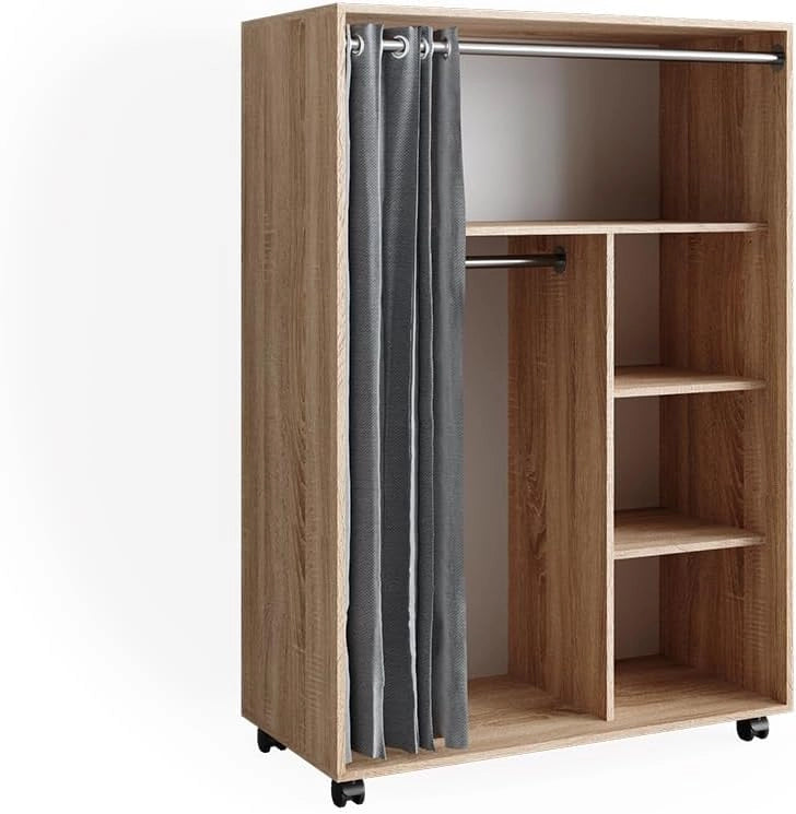 Armadio multifunzione Doros, Grigio, 100 x 146.6 cm Con rulli, con ruote per un posizionamento flessibile nell'ambiente