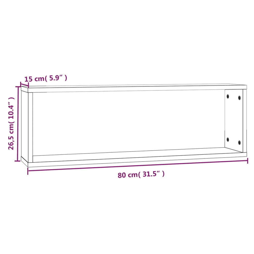 Mensole Muro Cubo 4 Rovere Fumo 80x15x26,5cm Legno Multistrato cod mxl 32906