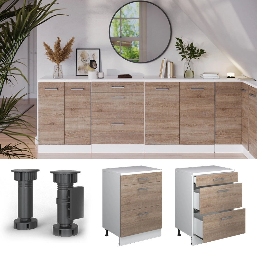 Mobile per mansarda Rion Sonoma/Bianco 60 x 83.8 cm senza inclinazione con 3 cassetti Vicco
