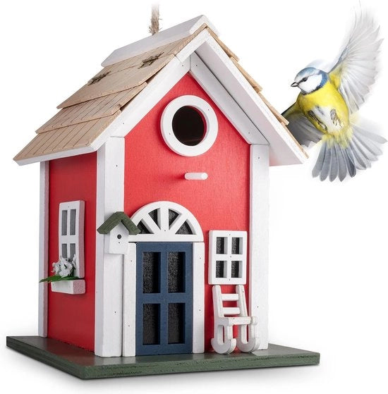 Nido per Uccelli in Legno - Casa per Uccelli Decorativa da Appendere per Giardino e Balcone