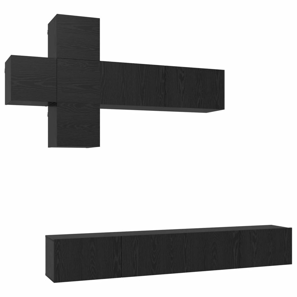Set mobile TV 7 pcs Rovere Nero Legno ingegnerizzato 3438606