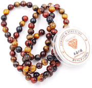 Kralen con corda per l'assemblaggio di gioielli Pietre per collane da DIY Pietre energetiche per bracciale curativo 10 mm = 76 pezzi e 1 rotolo di corda mista Tijgeroog 10 mm