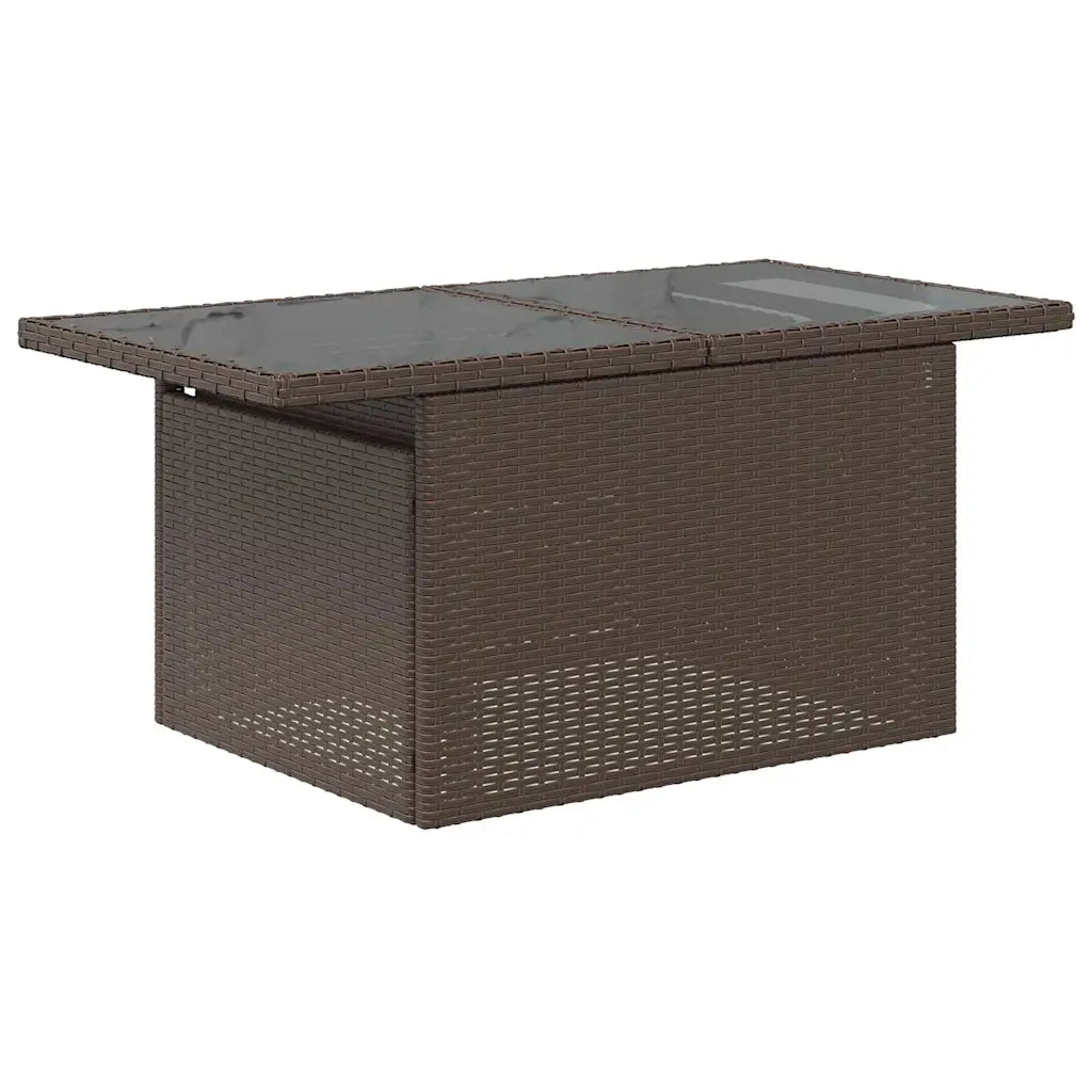 Tavolo da Giardino | Tavolino da esterno Piano Vetro Marrone 100x55x73 cm Polyrattan