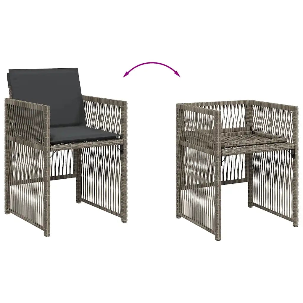 Sedie da Giardino con Cuscini 4 pz | Sedie da Esterno Grigio in Polyrattan
