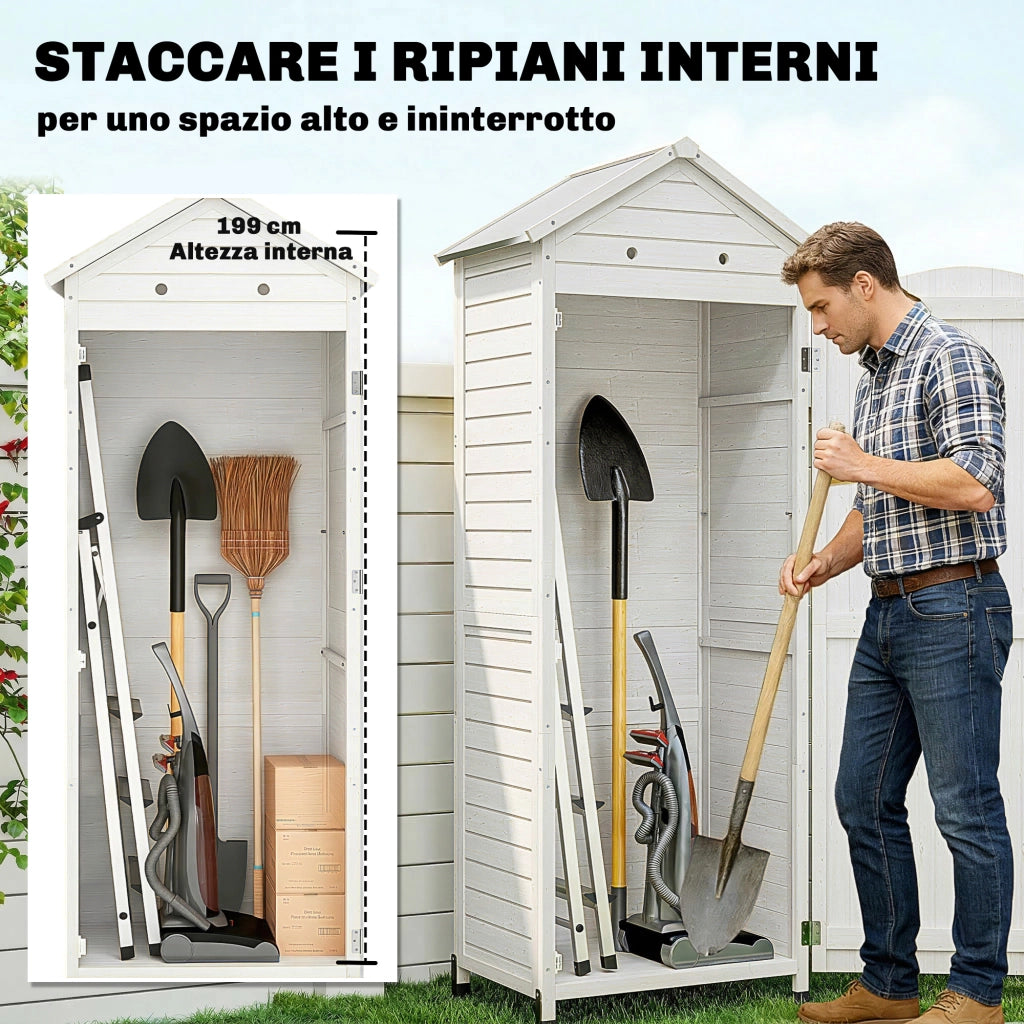 Casetta da Giardino in Legno con Scaffali ¨C zephmum ¨C Ripostiglio Tetto Zincato