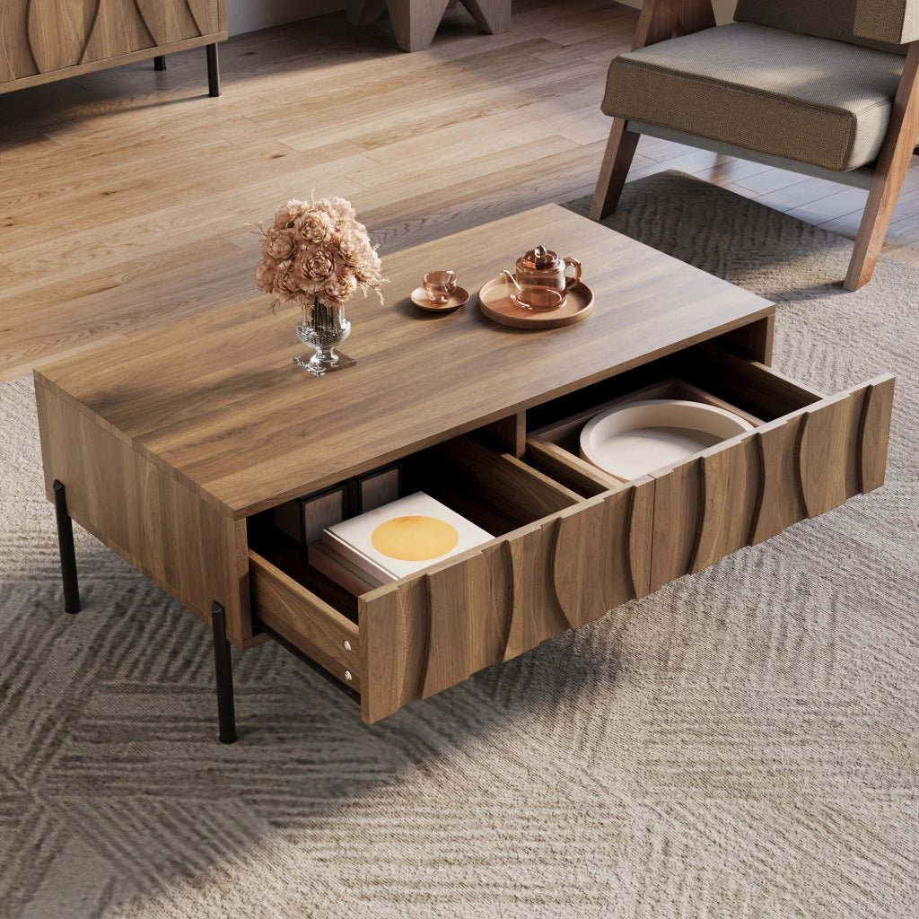 TAVOLINO da salotto 105x55x41 cm Naturale in MDF e pannello truciolare