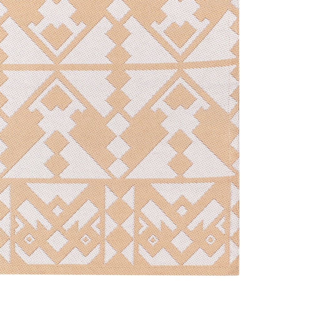 Tappeto rotondo moderno per interni ed esterni con motivo geometrico 160 x 230 cm Beige moderno balcone patio