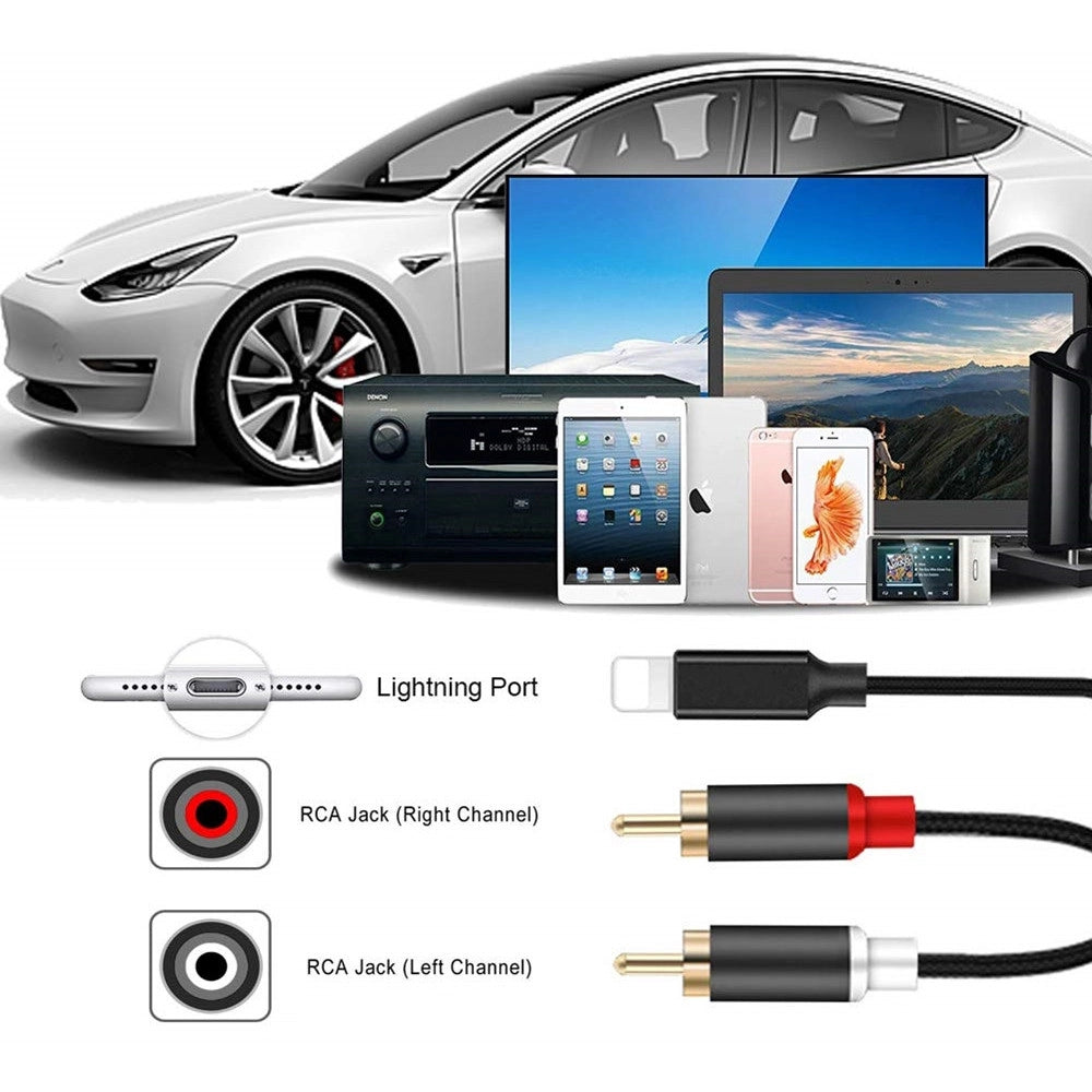 Trade Shop - Cavo Lightning A 2xrca 150cm Adattatore Stereo Y Splitter Audio 4d Sound Rca-ip01 -