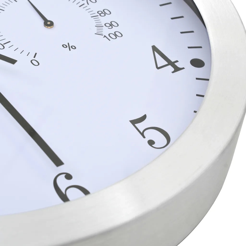 Orologio da Parete al Quarzo Igrometro Termometro 30 cm Bianco 50623