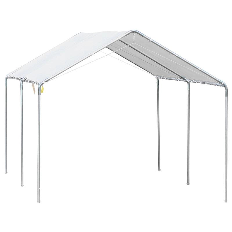 TENDONE PER AUTO IN ACCIAIO ZINCATO CON KIT DI ANCORAGGIO, 5.95X2.94X2.6M - BIANCO