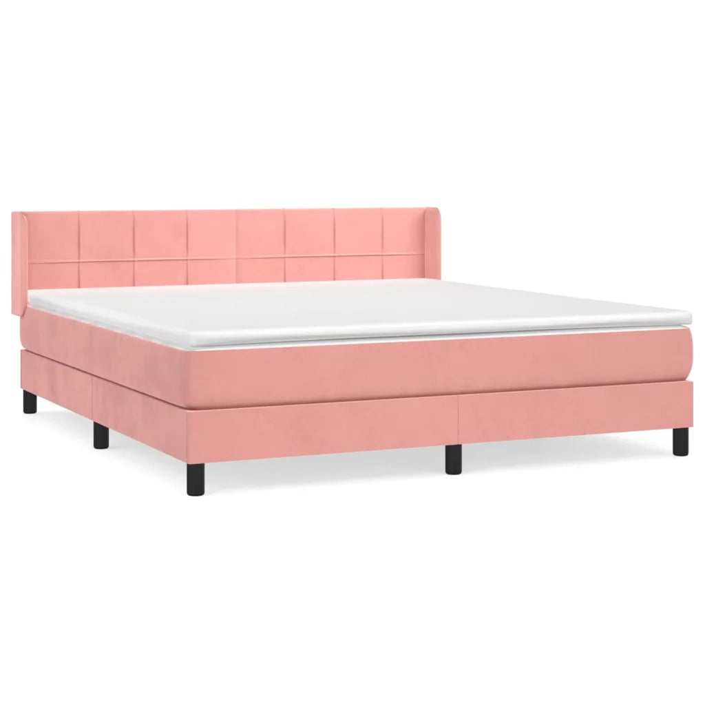 Giroletto a Molle con Materasso Rosa 160x200 cm in Velluto