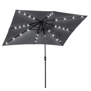 Parasole rettangolare da giardino 3x2m ¨C zephmum ¨C grigio inclinabile con LED solare