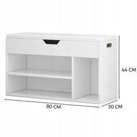 Scarpiera da 80x30x44 cm, finitura bianca, ideale per l'ingresso.