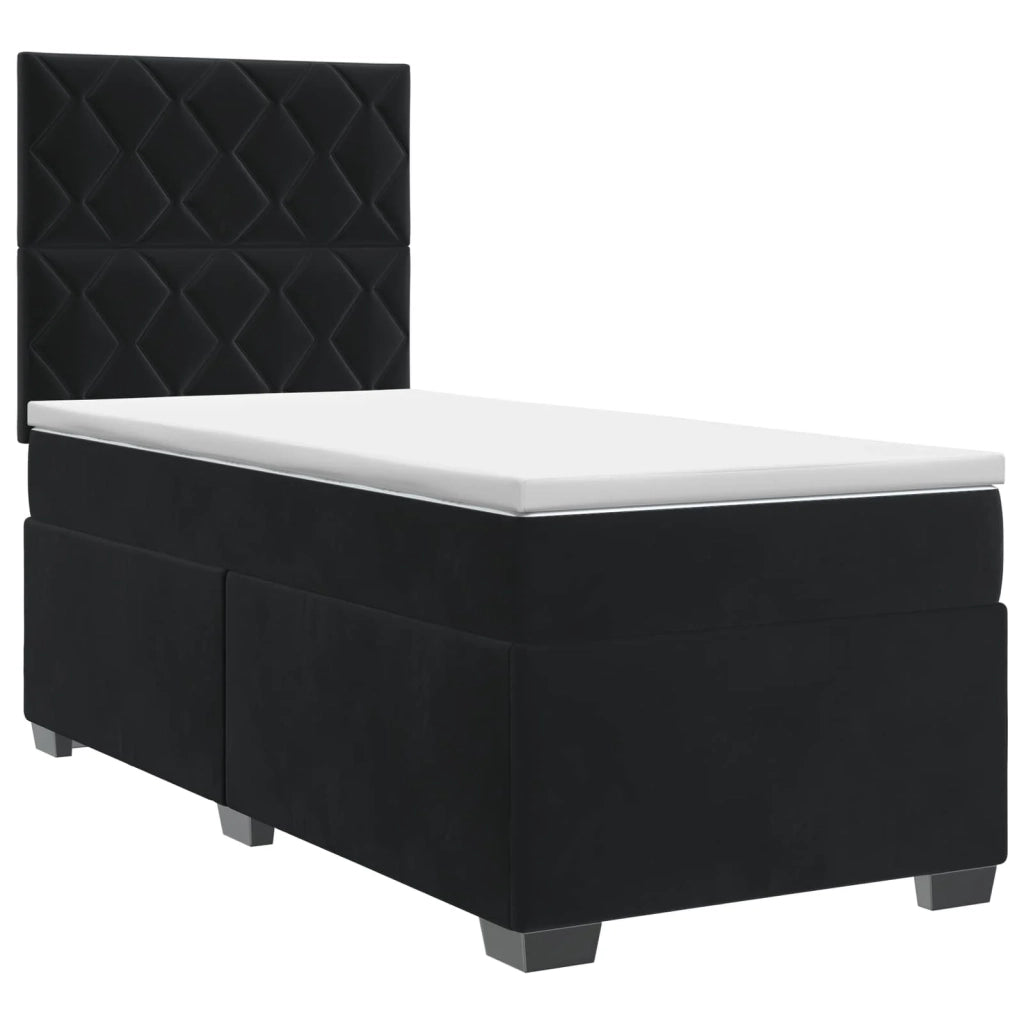 Letto box spring con materasso Nero 100 x 200 cm Velluto 3453592