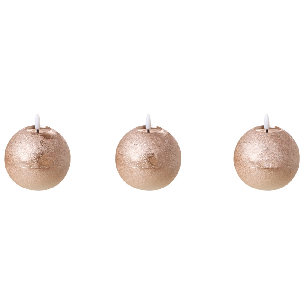 Set di 3 decorazioni natalizie LED per interni Candele decorative in paraffina Oro Decorazione per la casa con luci