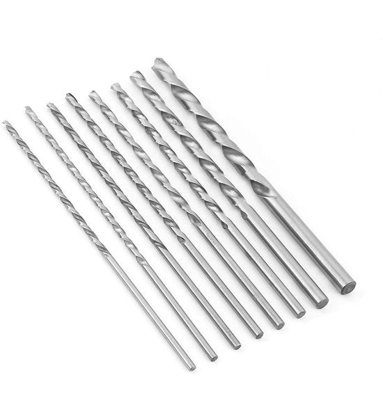 Set di Trapani HSS Extra Lungo a 8 pezzi - Trapano a alta velocità per acciaio 4-10mm - Adatto per lavorazione del legno.