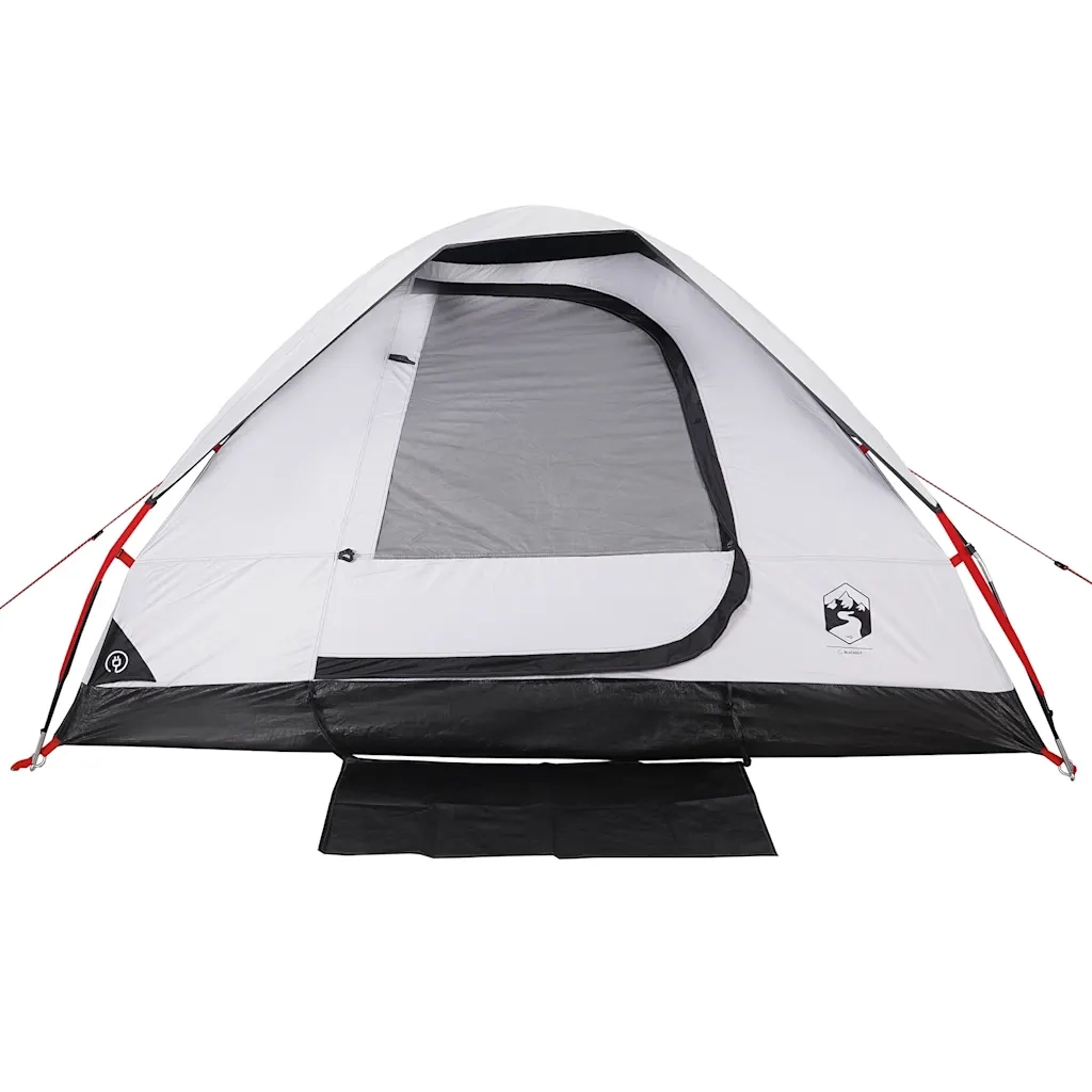 Tenda Campeggio a Cupola 2 Persone-Tenda per Escursionismo Bianca Tessuto Impermeabile 981926