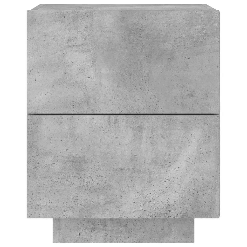 Comodini con Luci LED 2pz Grigio Cemento in Legno Multistrato 836742