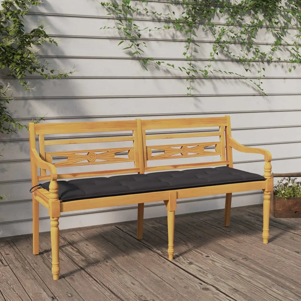 Panca da Giardino | Panchina Batavia Cuscino Antracite 150 cm Legno Massello Teak