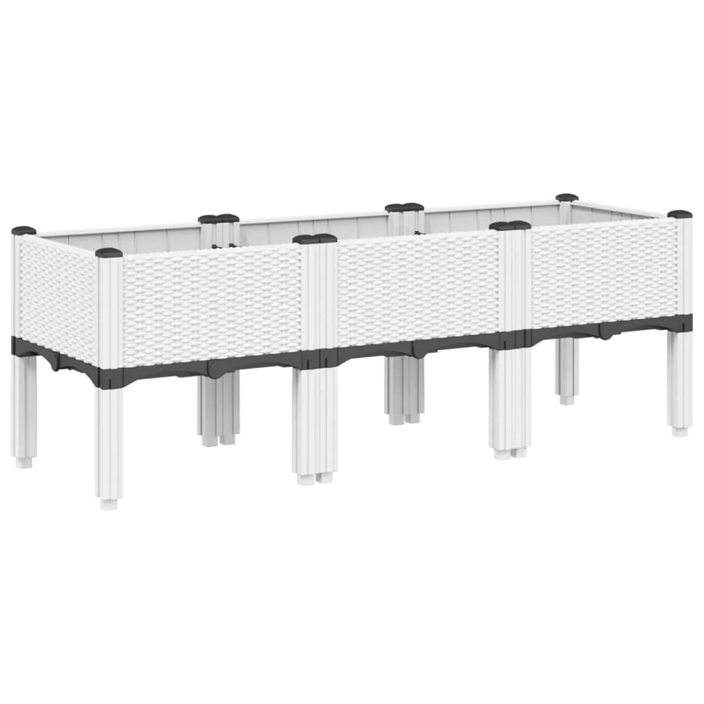 Fioriera rialzata per piante fiori patio giardino con gambe 120 x 40 x 42 cm PP bianco 02_0038149