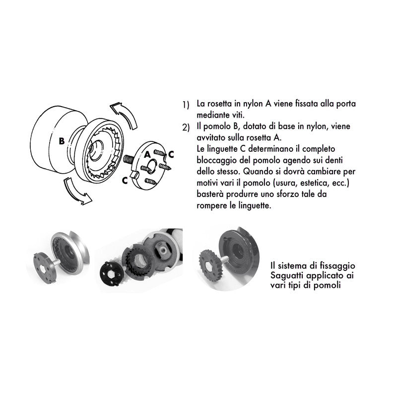 Pomolo fisso per porta SAGUATTI 878/60TB in alluminio bianco lucido