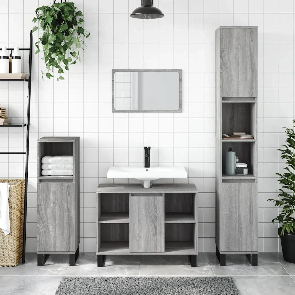 Mobile da Bagno | Armadio da bagno Grigio Sonoma 80x33x60 cm in Legno Multistrato
